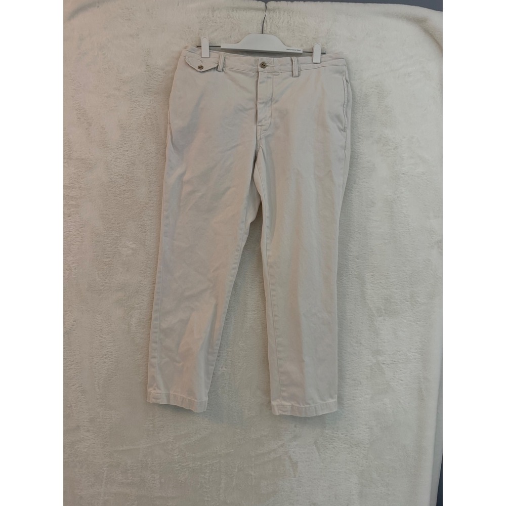 Polo Ralph Lauren Mens Slim Fit Chino Pants Cream Off White Cotton 34x30 (28)